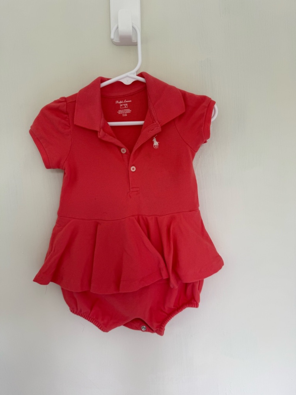 Ralph Lauren Coral Polo Baby Girl One-Piece
